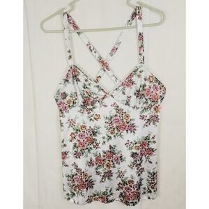 Petra pink floral satin babydoll lingerie top Size large bow accents Coquette